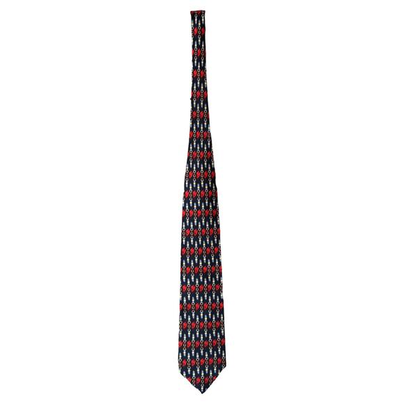 Sinsabang Pure Silk Chain/Floral Print Tie, Made in Korea - Picture 2 of 5